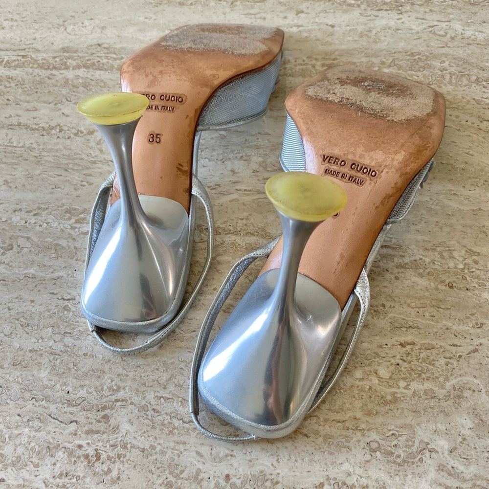 Vintage Miu Miu Mesh Daisy Slingback Sandal Heels - Picture 8 of 9